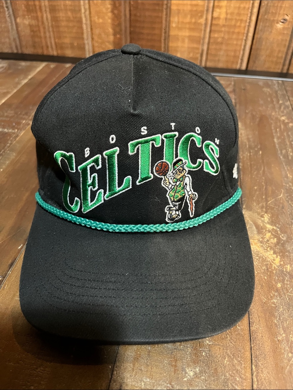 '47 Black and Green Boston Celtics Rope Snapback Hat
